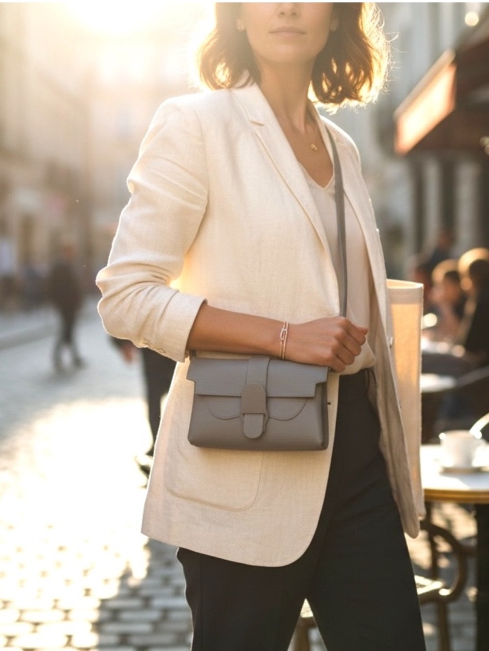 Senreve Aria Olive Green Pebbled Leather Crossbody